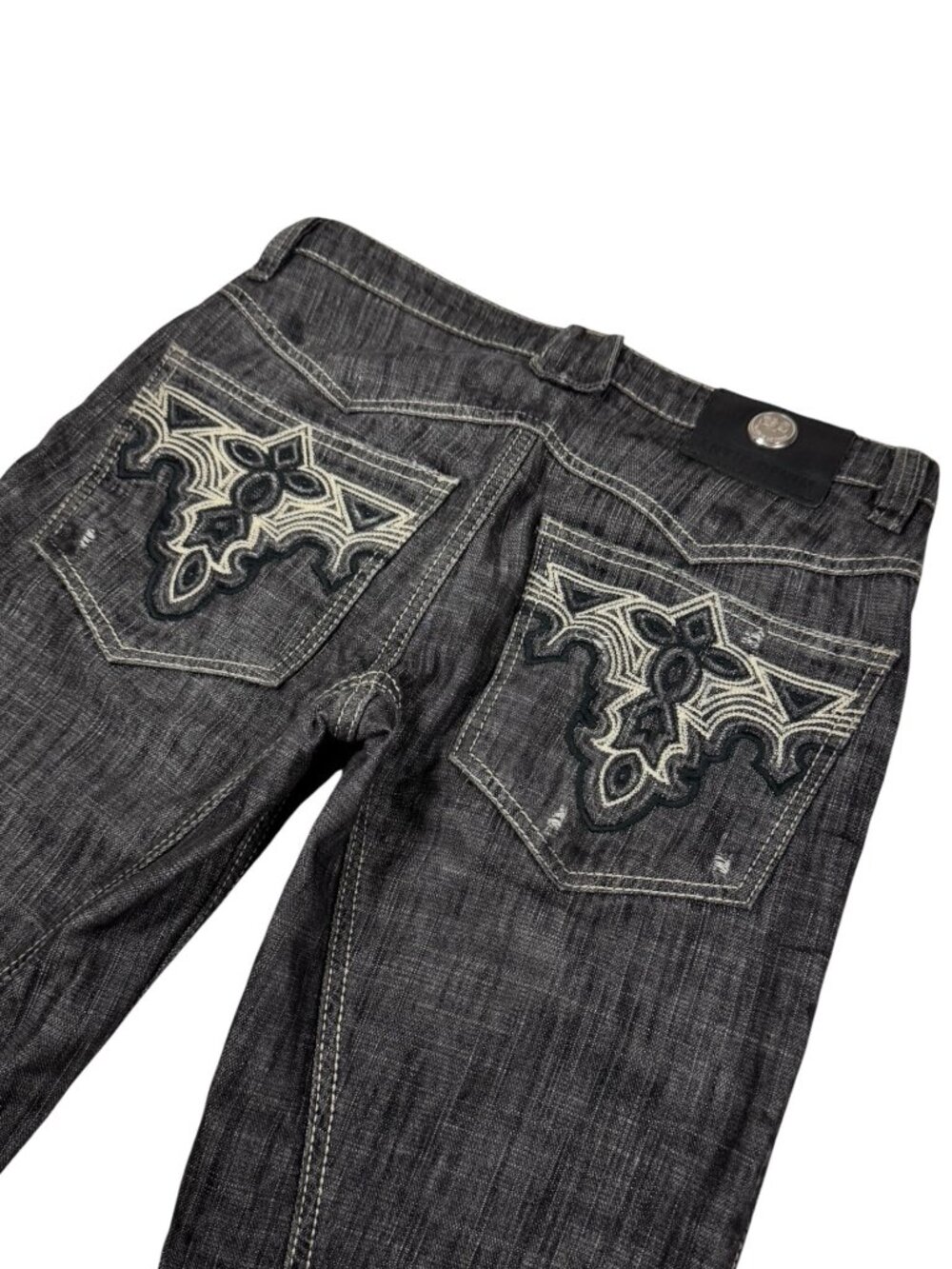 Vintage 00s Antik Denim Embroidered Distressed Jeans 30 Mid Rise Y2K Western